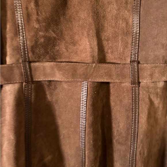 Brown Leather and Suede Jacket with fur trim silk lined - Picture 7 of 11